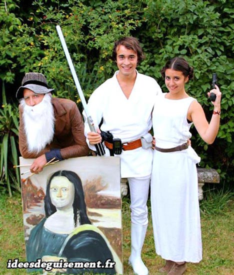 Fancy dress costume of Leonardo Da Vinci and Luke & Leia Skywalker